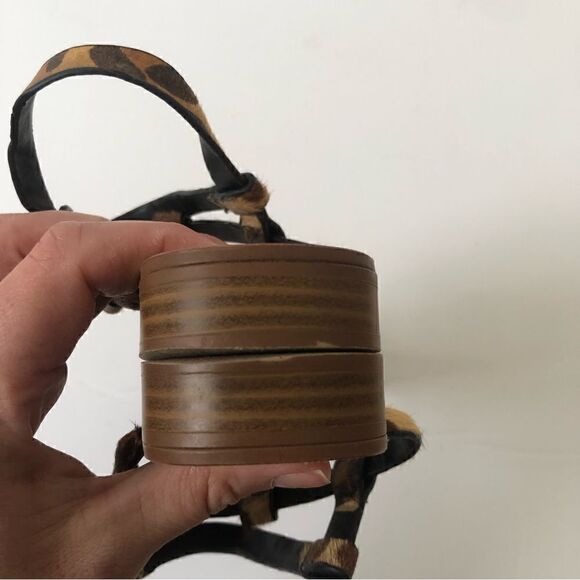 Zara leopard print real calf hair strappy thong sandals woman’s size 36 - Picture 10 of 10